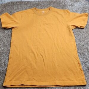 Uniqlo U Mens Mustard Yellow Crew Neck Short Sleeve T-Shirt Heavyweight Cotton M